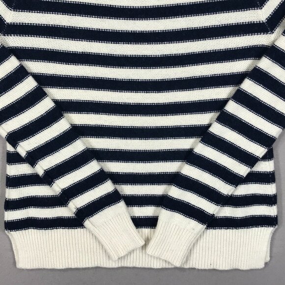 American Eagle Sweater Womens Medium Blue White Striped Pullover Knit Round Slit - Picture 7 of 12